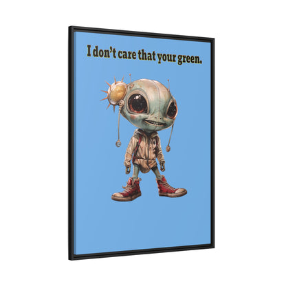 I don't care that your green - framed canvas art (light blue)