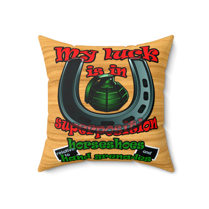 my luck - Spun Polyester Square Pillow - (butterscotch wood finish)