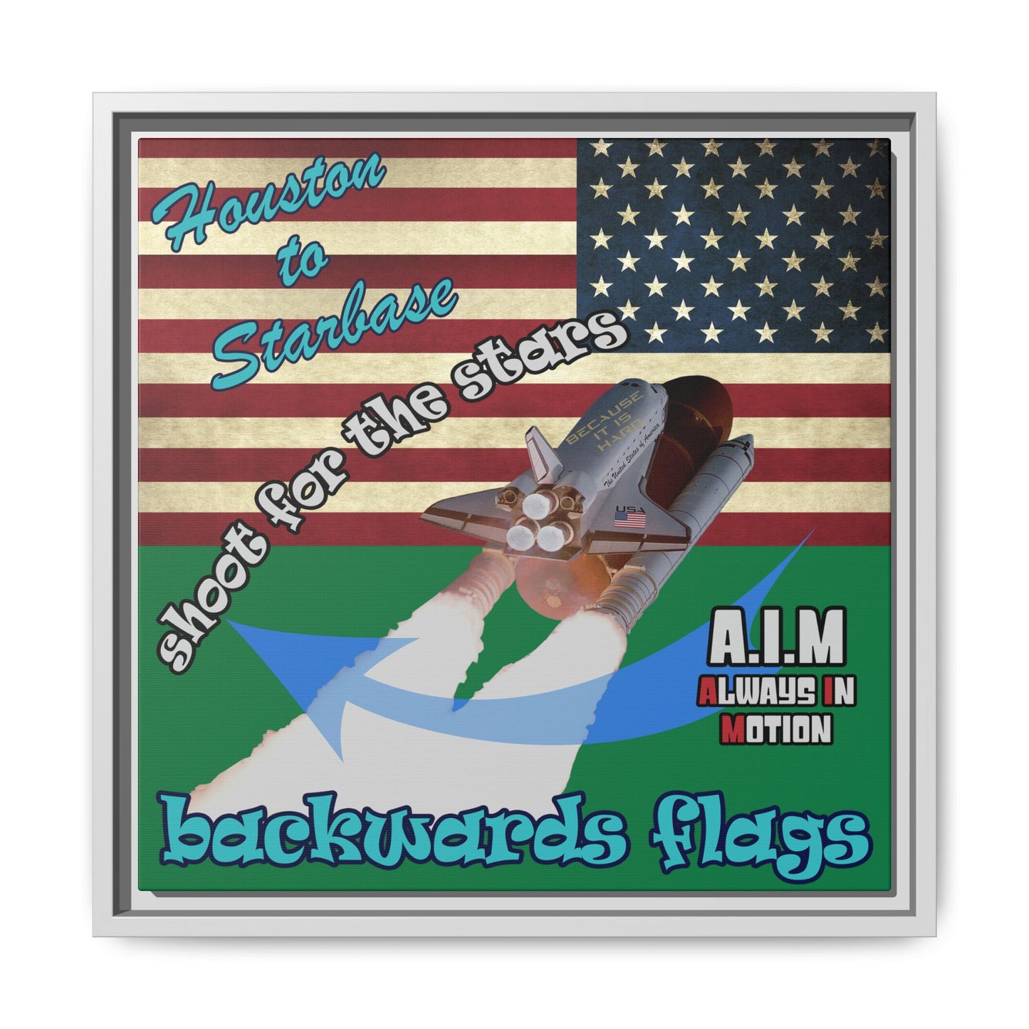 shoot for the stars - framed canvas art (dark green)