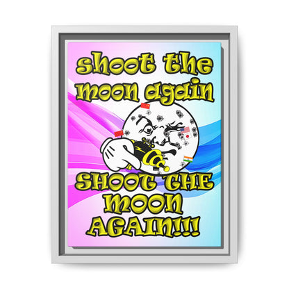 shoot the moon again - framed canvas art (light blue-pink wave)