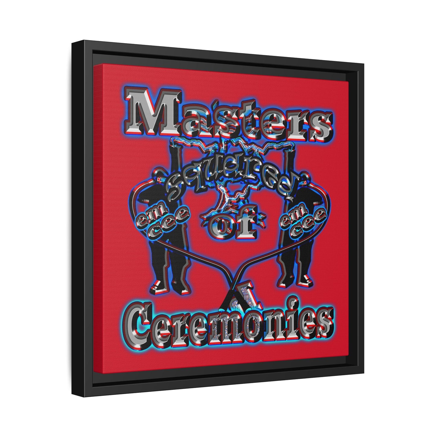 em cee squared - framed canvas art (dark red)