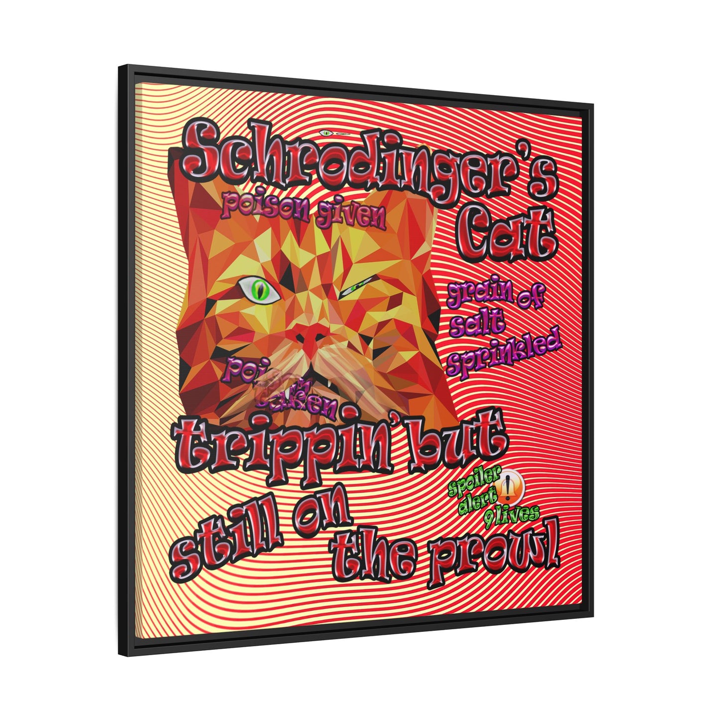 schrodinger's cat - framed canvas art (yellow-orange wave)