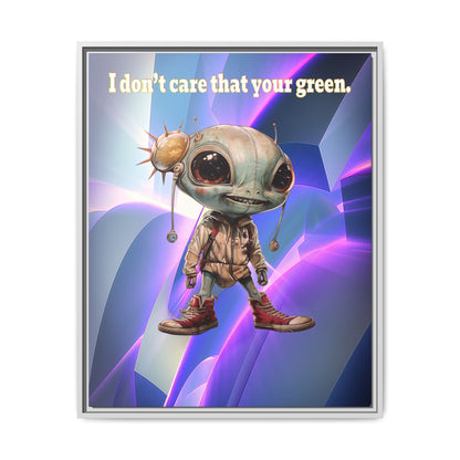 I don't care that your green - framed canvas art (grey-pink wave)