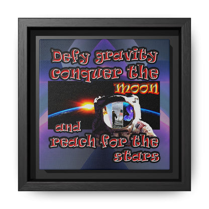 defy conquer reach - framed canvas art (grey-pink wave)