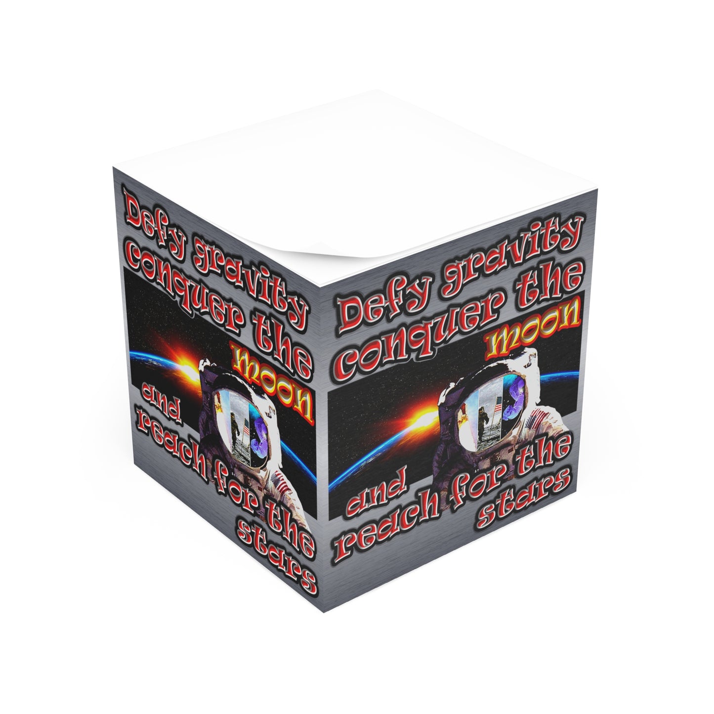 defy conquer reach - note cube (brushed nickel)