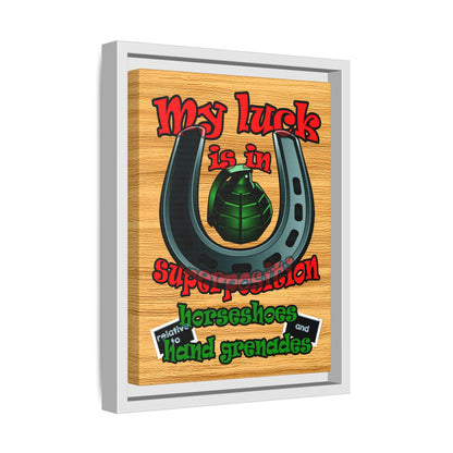 my luck - framed canvas art (butterscotch wood finish)