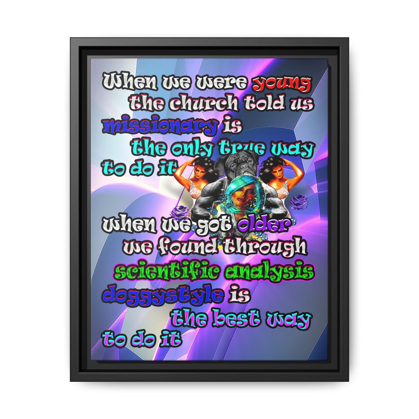 doggystyle - framed canvas art (grey-pink wave)