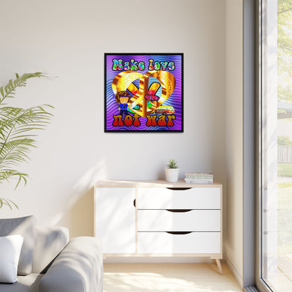 love peace - framed canvas art (purple wave)