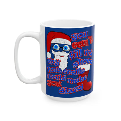 santa's shoes - White Mug (dark blue)