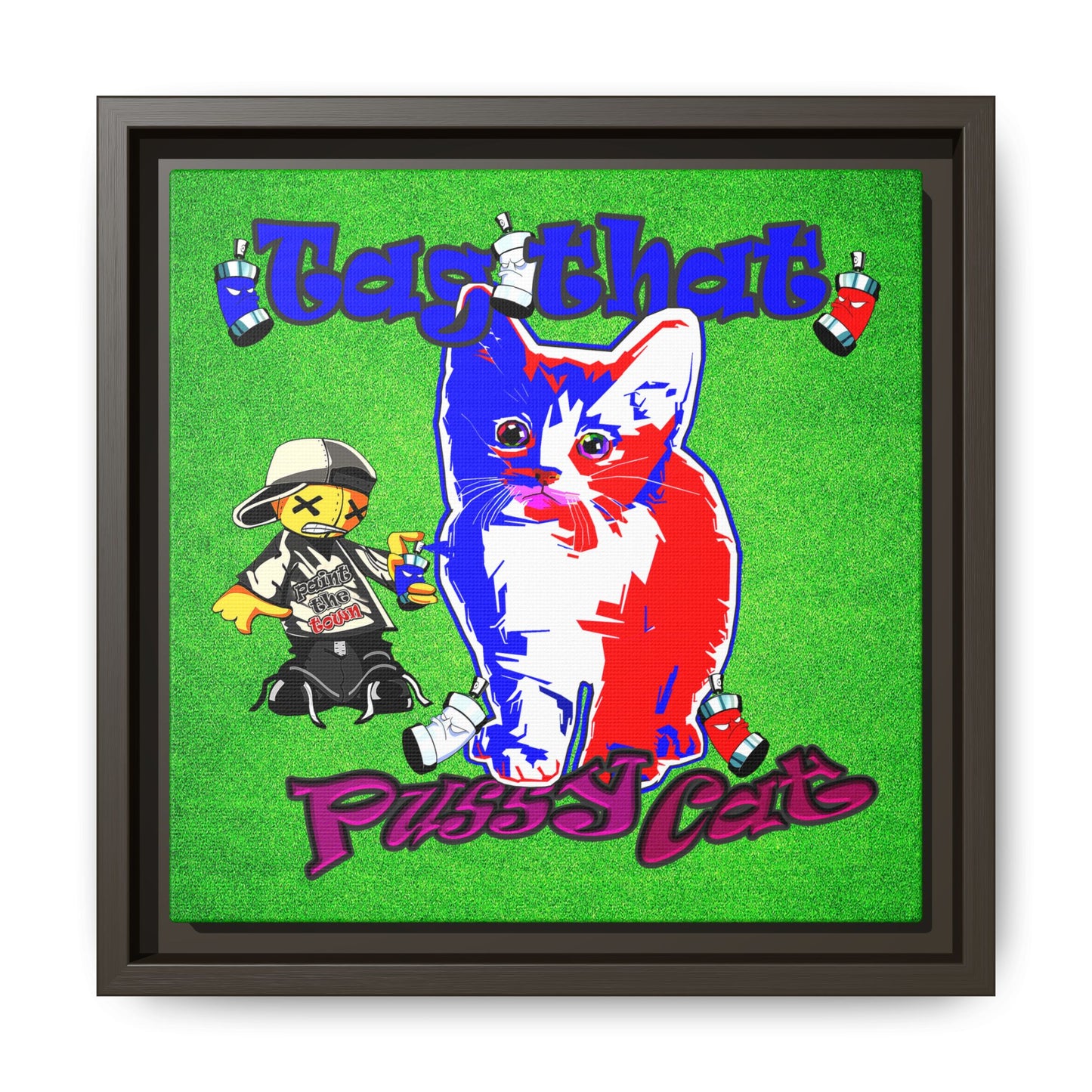tag that - framed canvas art (green turf)