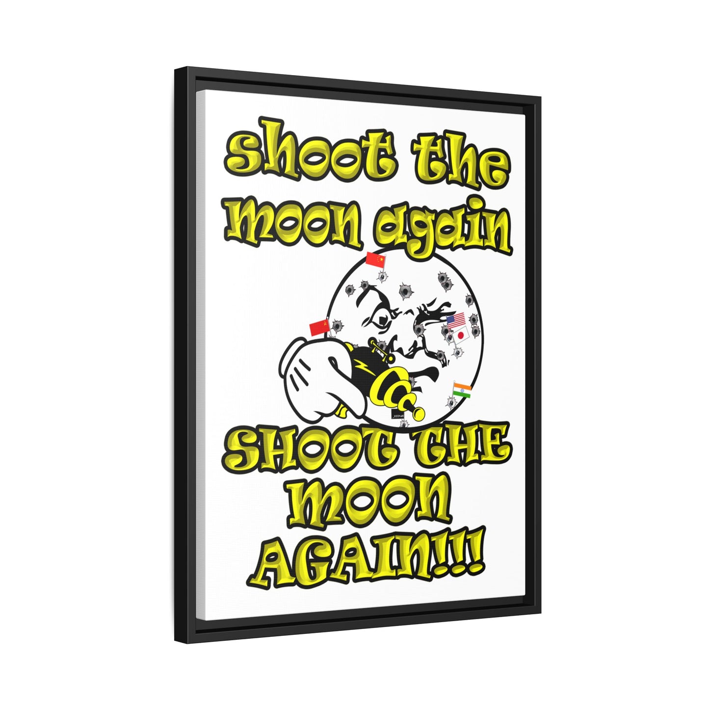 shoot the moon again - framed canvas art (white)