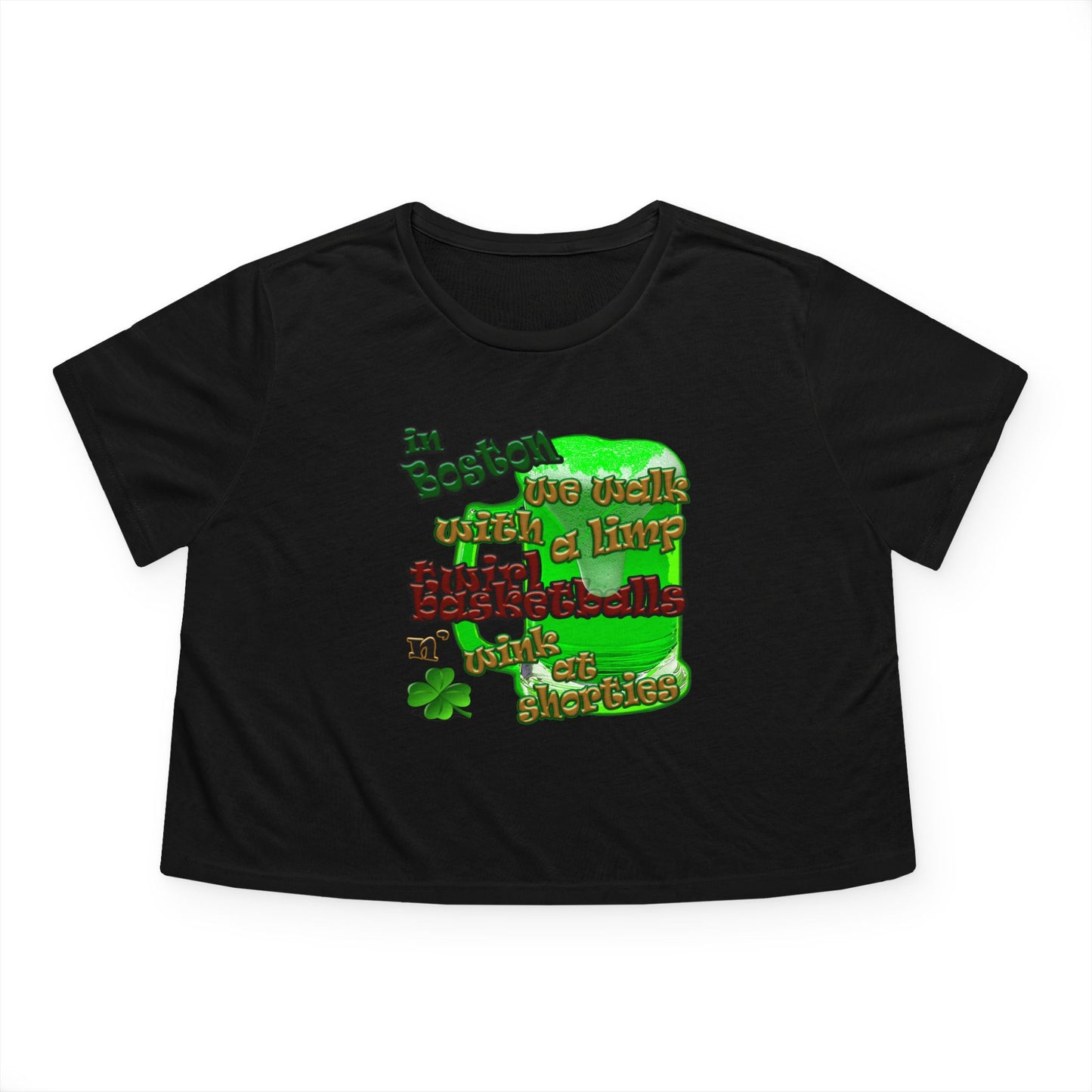celtics logo - Women's Flowy Cropped Tee