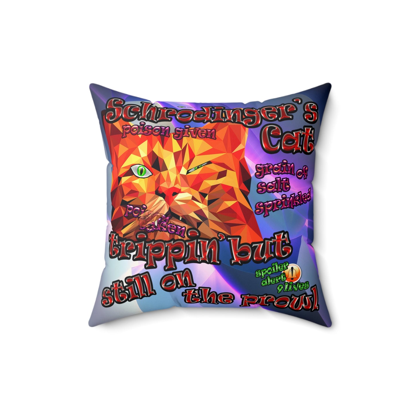 schrodinger's cat - Faux Suede Square Pillow - (grey-pink wave)