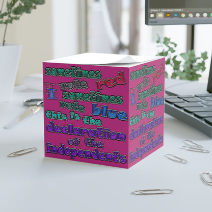 declaration of the independents - note cube (pink)