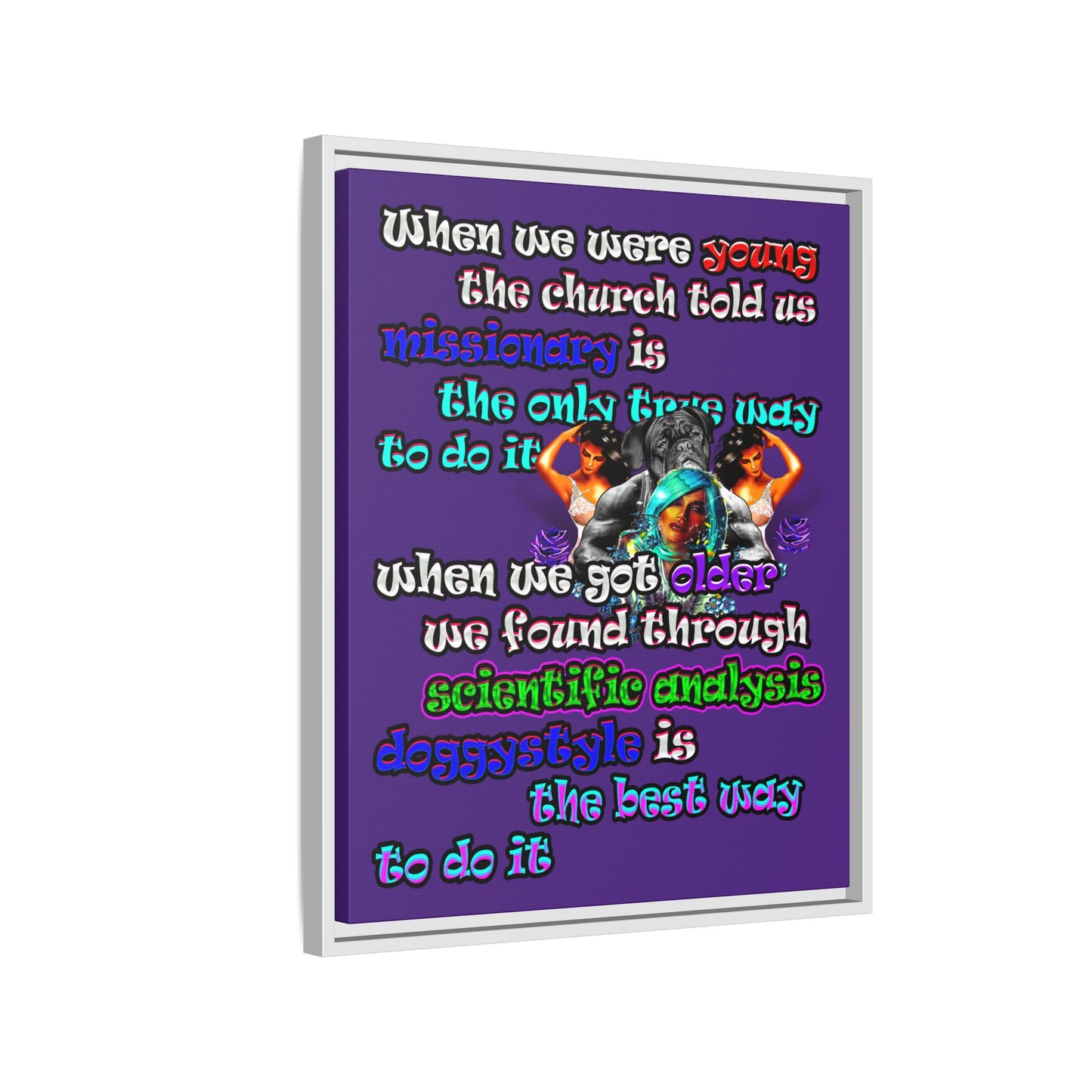 doggystyle - framed canvas art (purple)