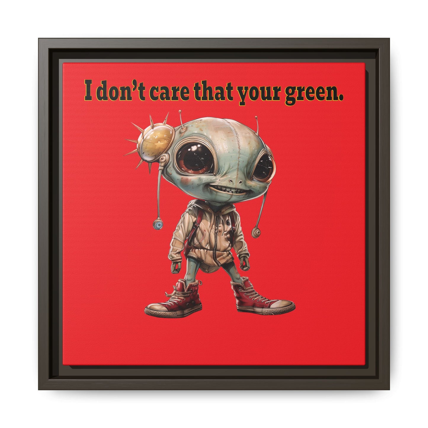 I don't care that your green - framed canvas art (red)