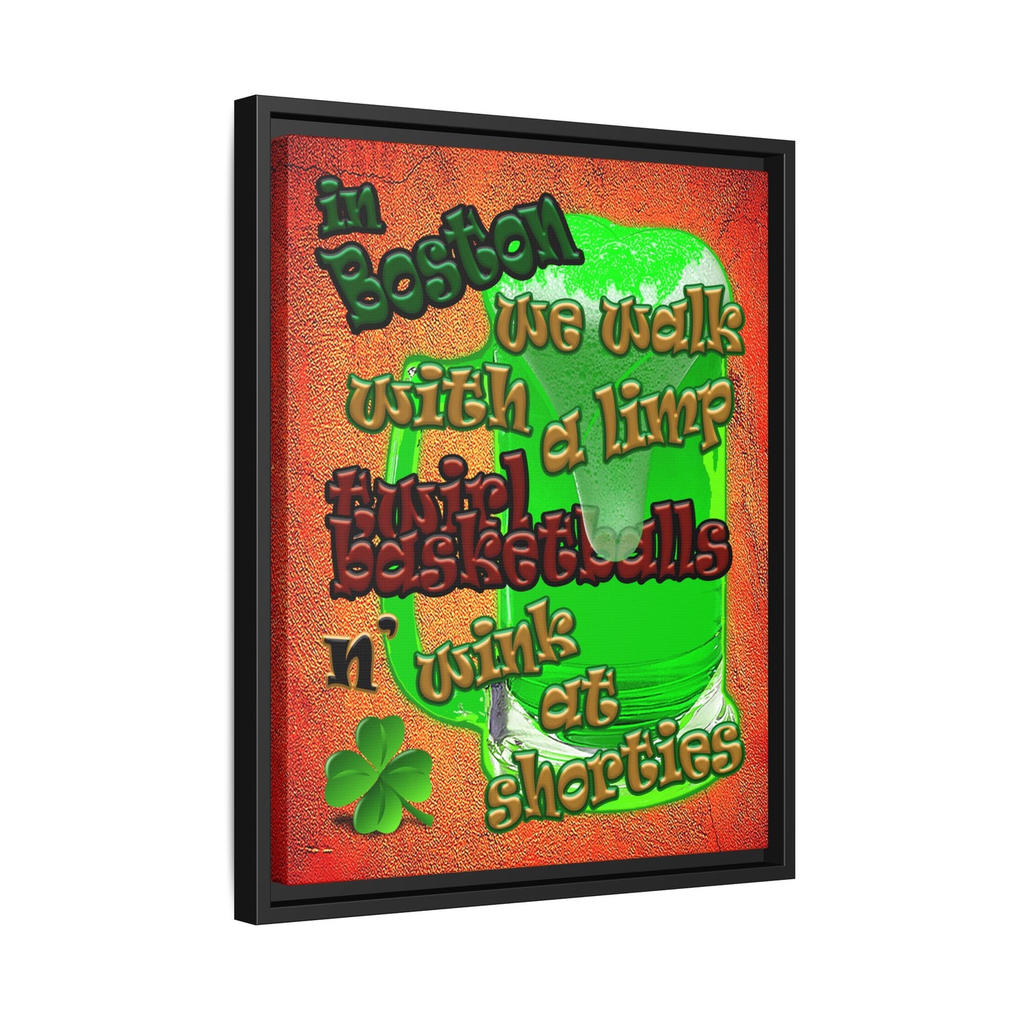 celtics logo - framed canvas art (burnt orange)