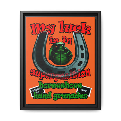 my luck - framed canvas art (orange)