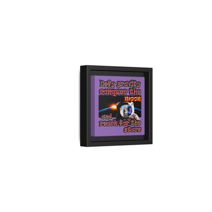 defy conquer reach - framed canvas art (light purple)