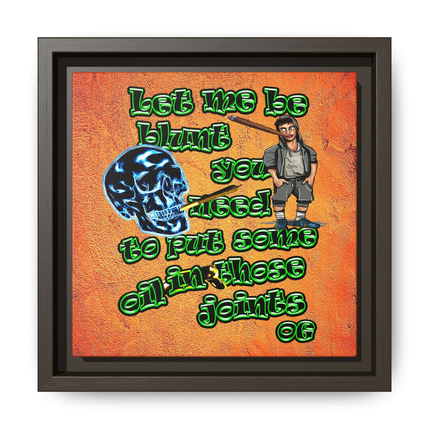 og - framed canvas art (burnt orange)