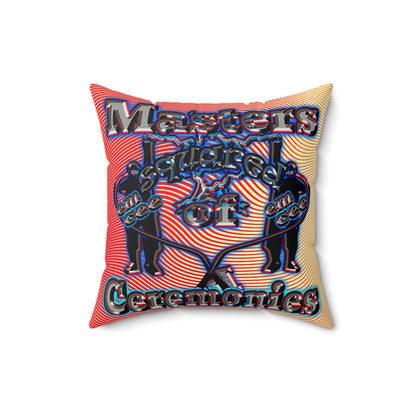 em cee squared - Faux Suede Square Pillow - (yellow-orange wave)