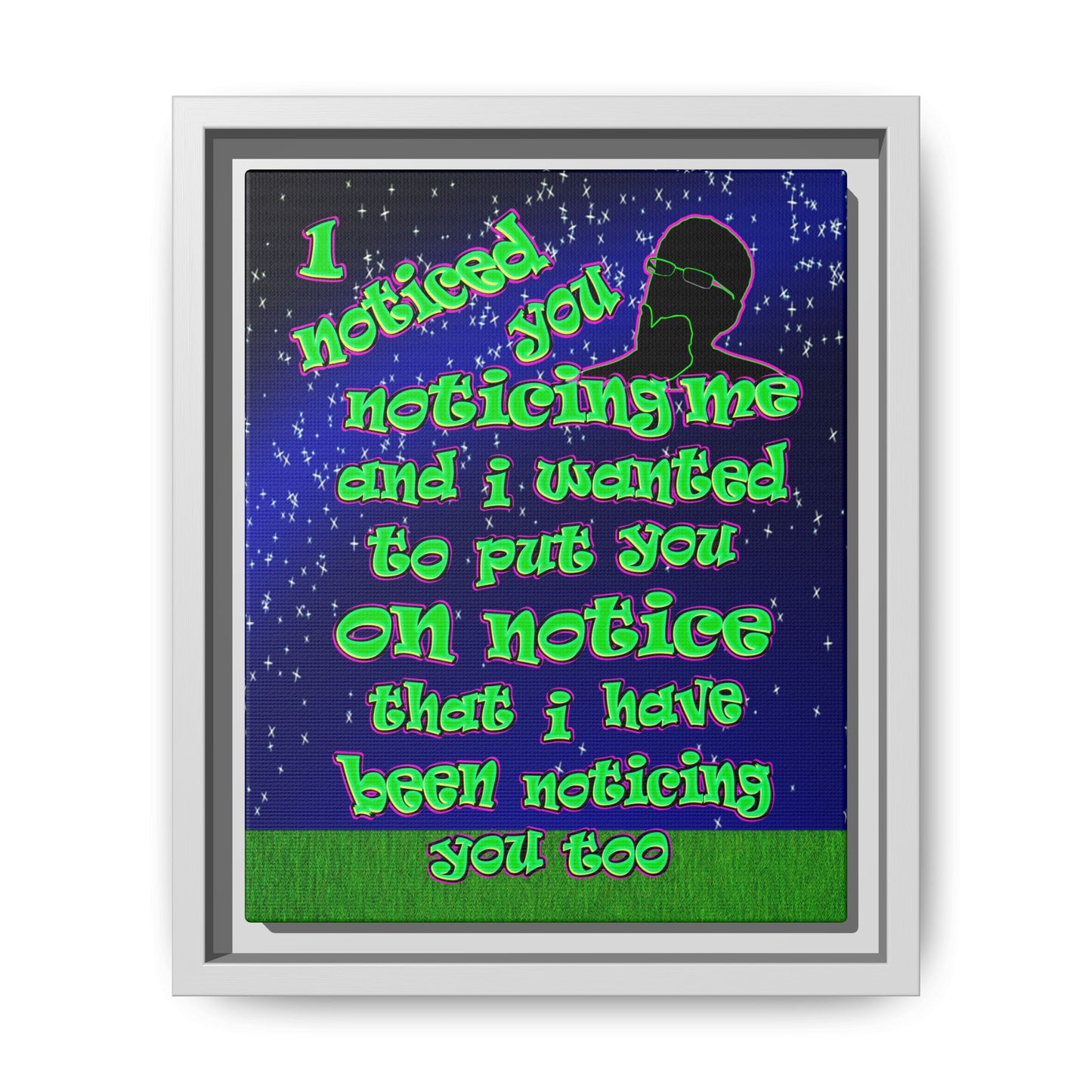 noticed you noticing - framed canvas art ('snoops' background)