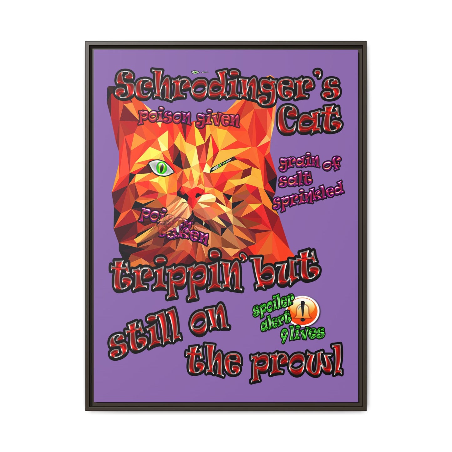 schrodinger's cat - framed canvas art (light purple)