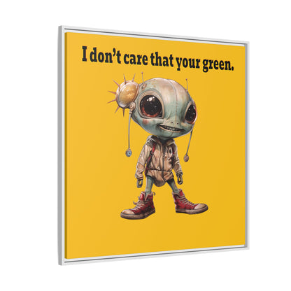 I don't care that your green - framed canvas art (yellow)
