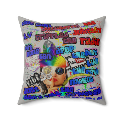 drop the beat - Faux Suede Square Pillow - (light grey)