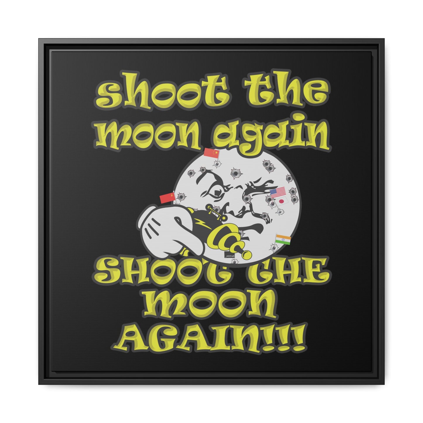 shoot the moon again - framed canvas art (black)