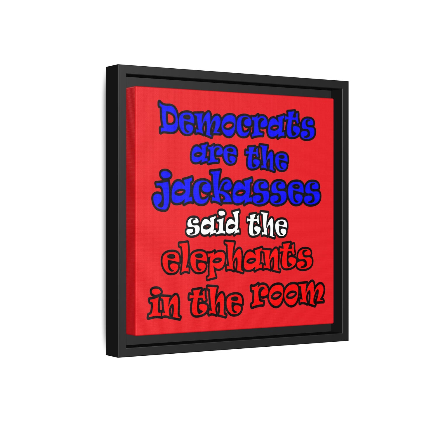 donkeys and elephants - framed canvas art (red)