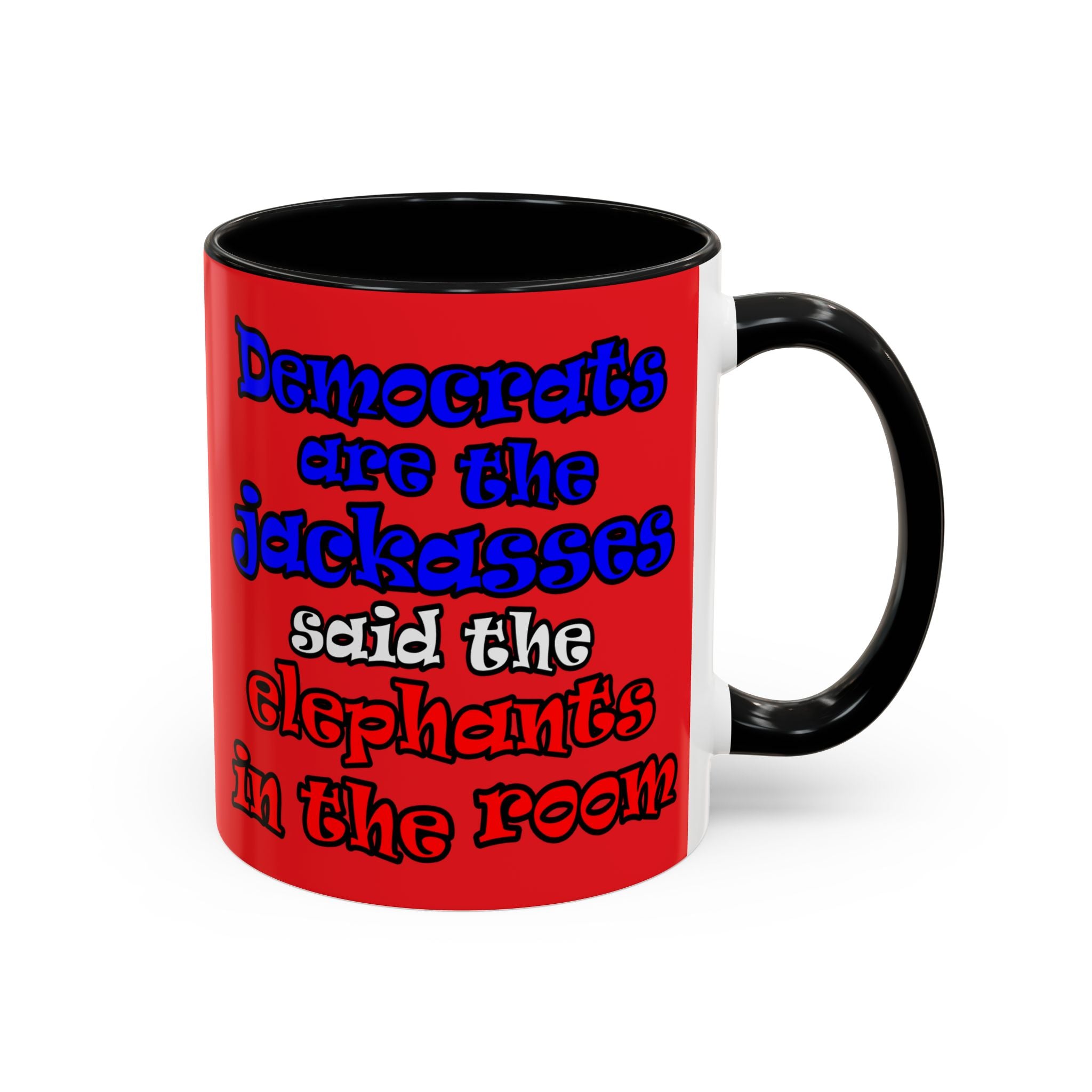 donkeys and elephants - Accent Mug (red)