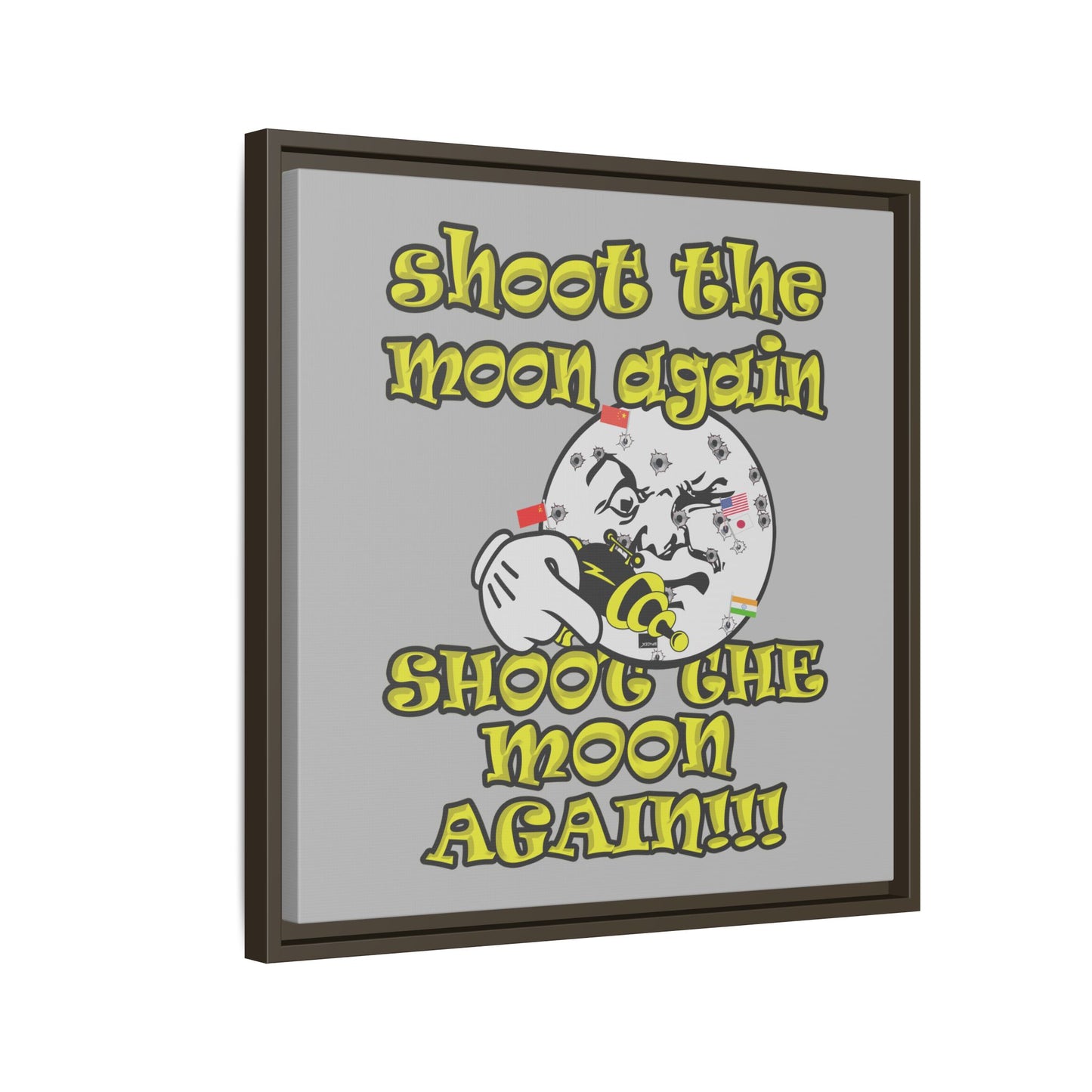 shoot the moon again - framed canvas art (light grey)