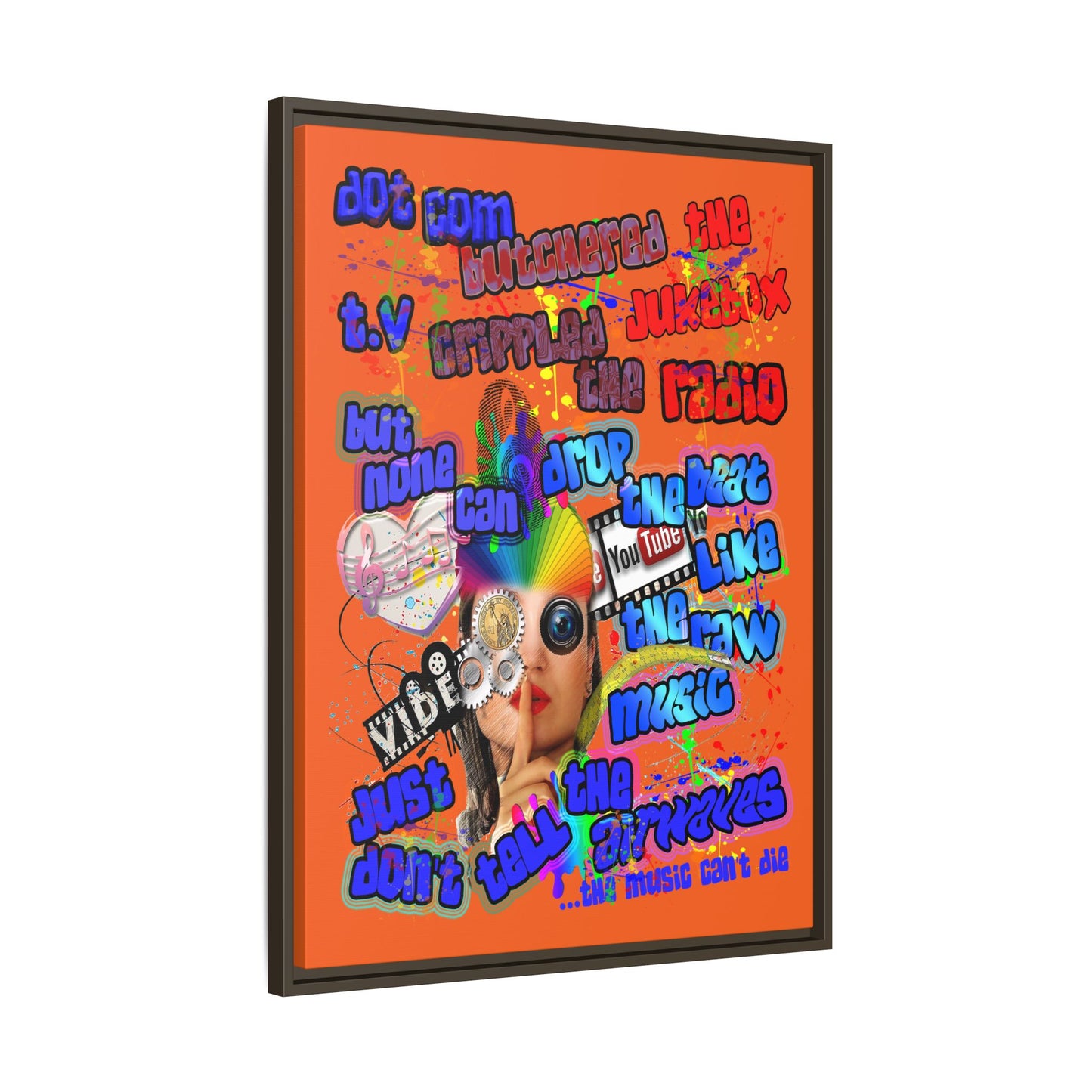 drop the beat - framed canvas art (orange)