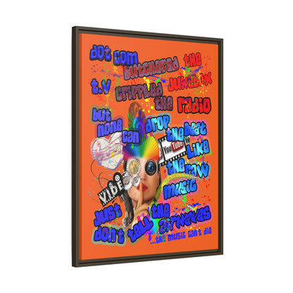 drop the beat - framed canvas art (orange)