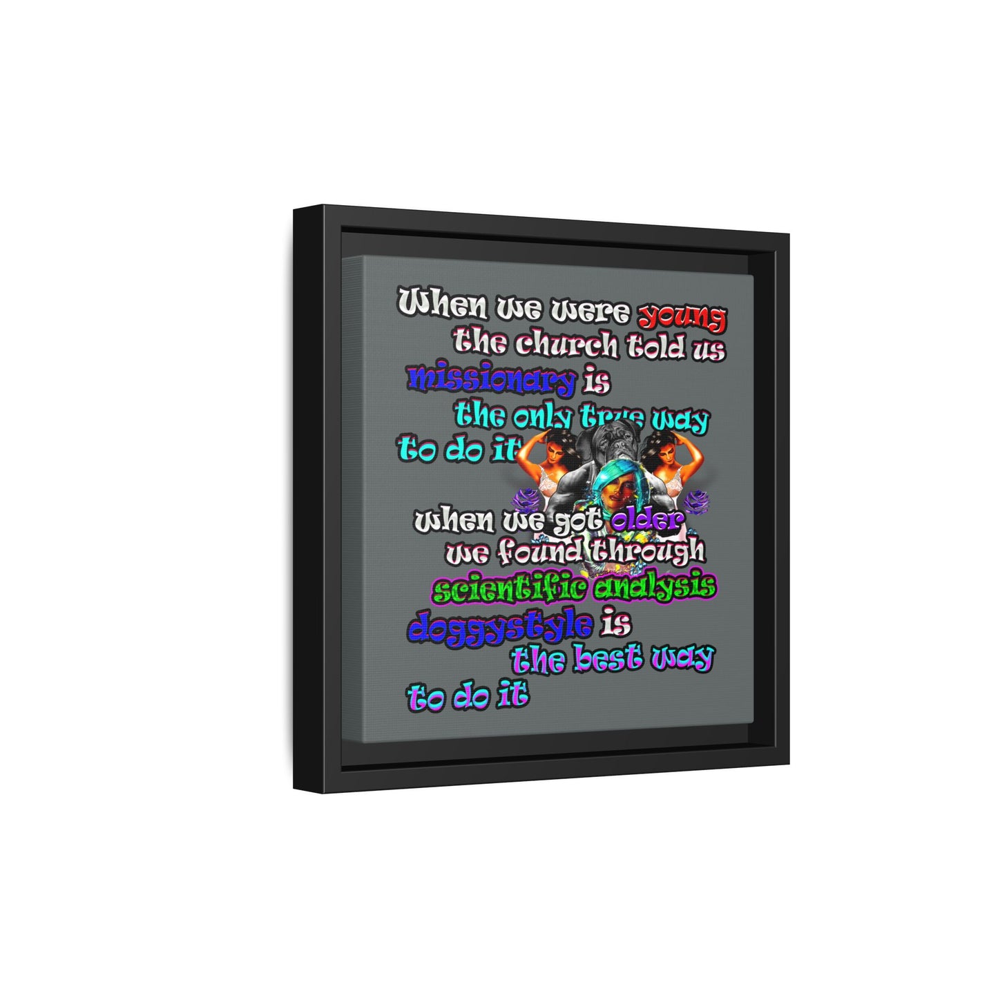 doggystyle - framed canvas art (dark grey)