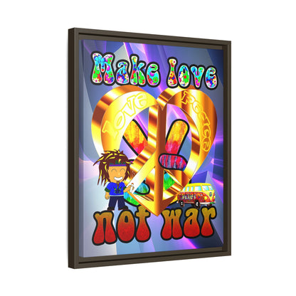 love peace - framed canvas art (grey-pink wave)