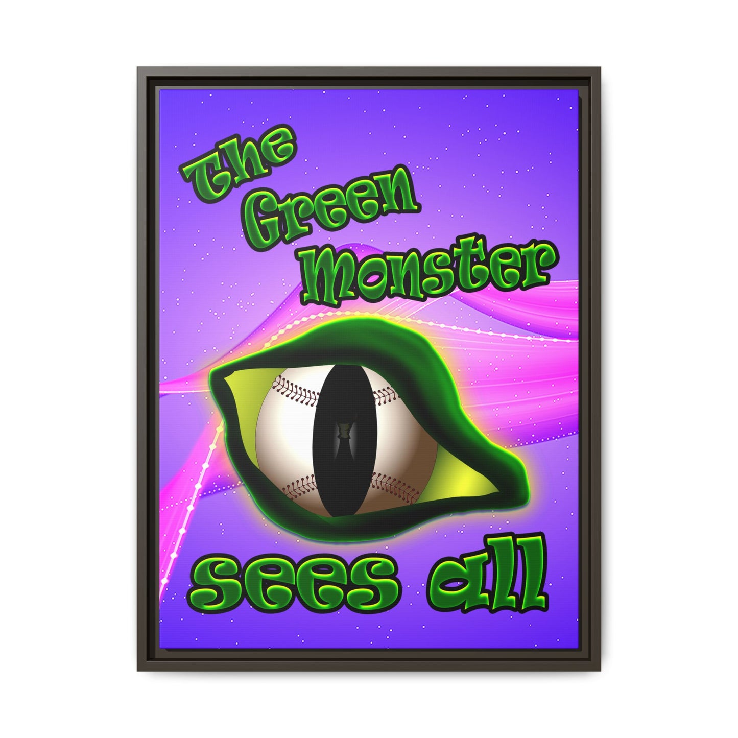 green monster - framed canvas art (purple-pink wave)