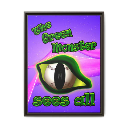 green monster - framed canvas art (purple-pink wave)