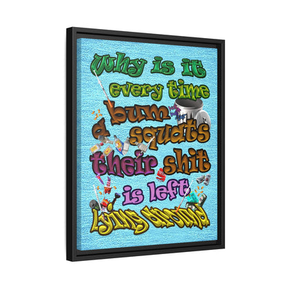 the bum's shit - framed canvas art (faded blue)