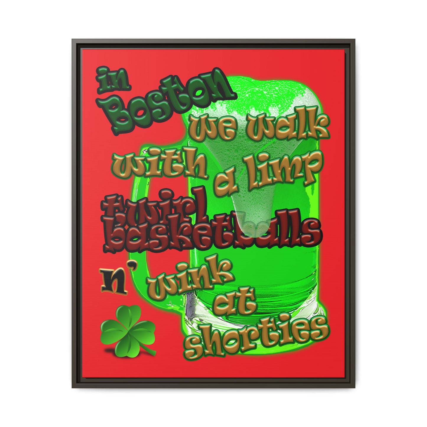 celtics logo - framed canvas art (red)