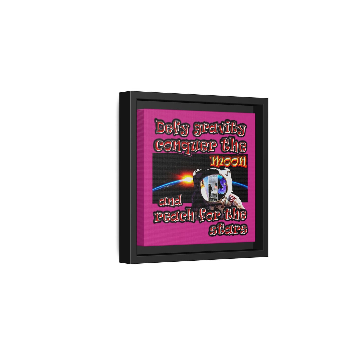 defy conquer reach - framed canvas art (pink)