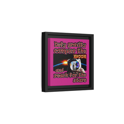 defy conquer reach - framed canvas art (pink)