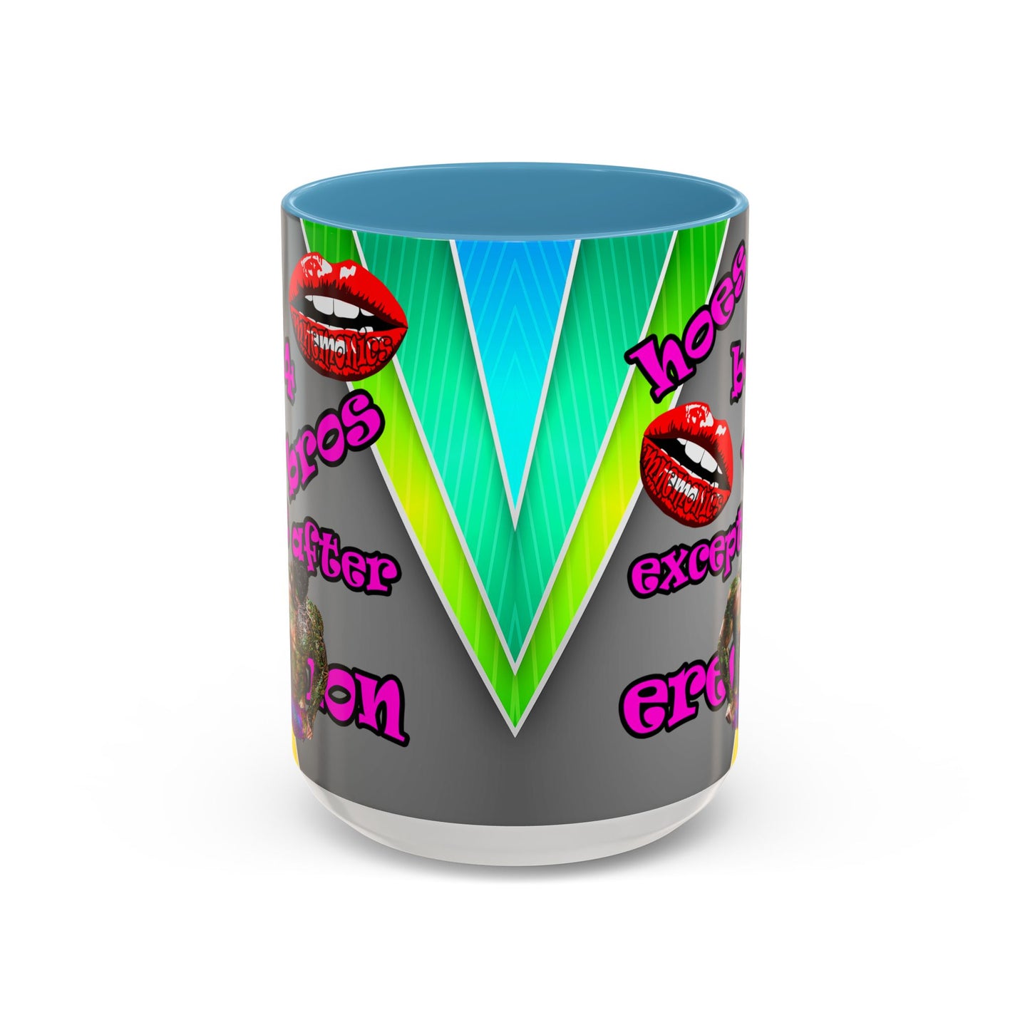 hoes b4 bros - Accent Mug (rainbow split)