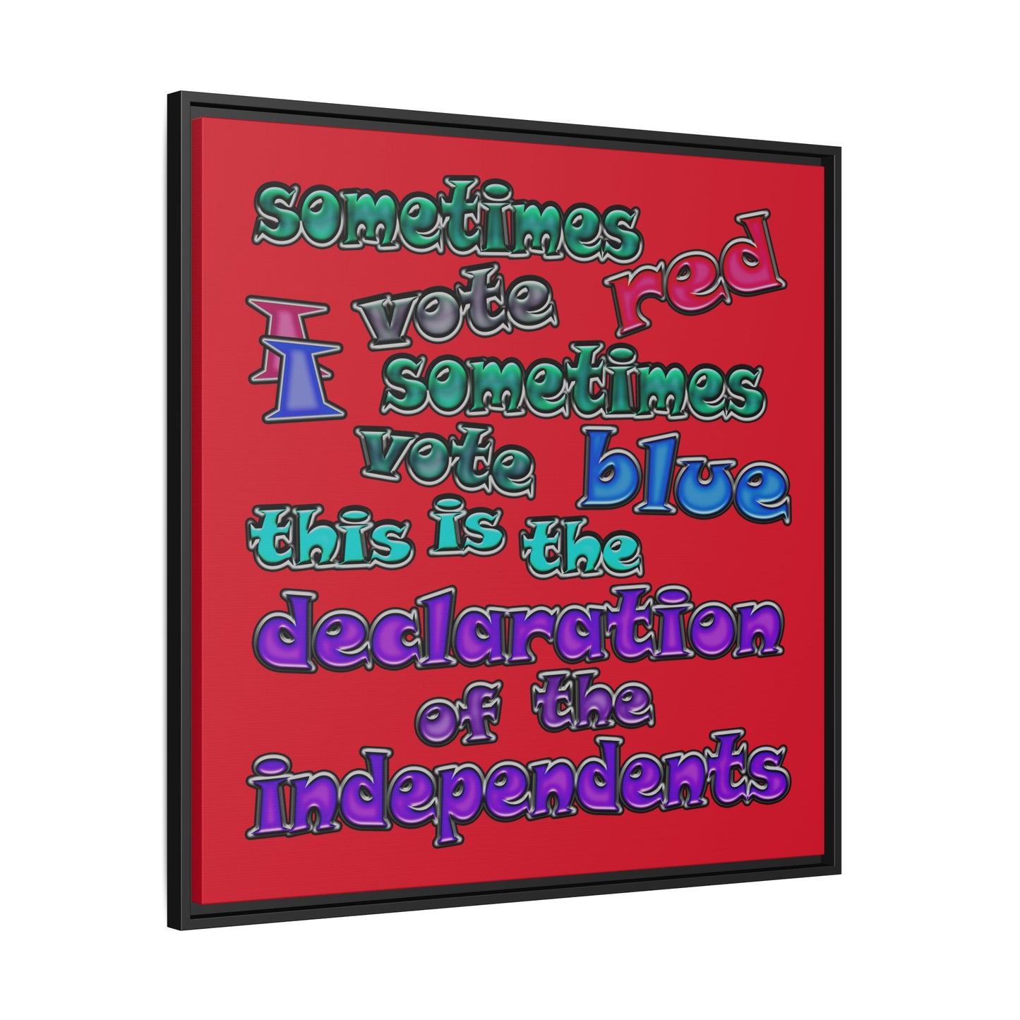 declaration of the independents - framed canvas art (dark red)