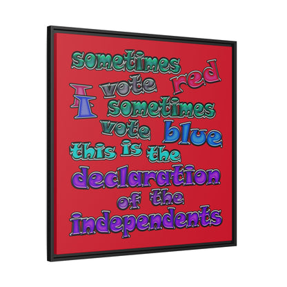 declaration of the independents - framed canvas art (dark red)
