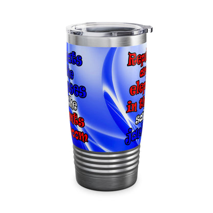 donkeys and elephants - Ringneck Tumbler, 20oz (blue-white wave)