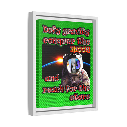 defy conquer reach - framed canvas art (logo green)