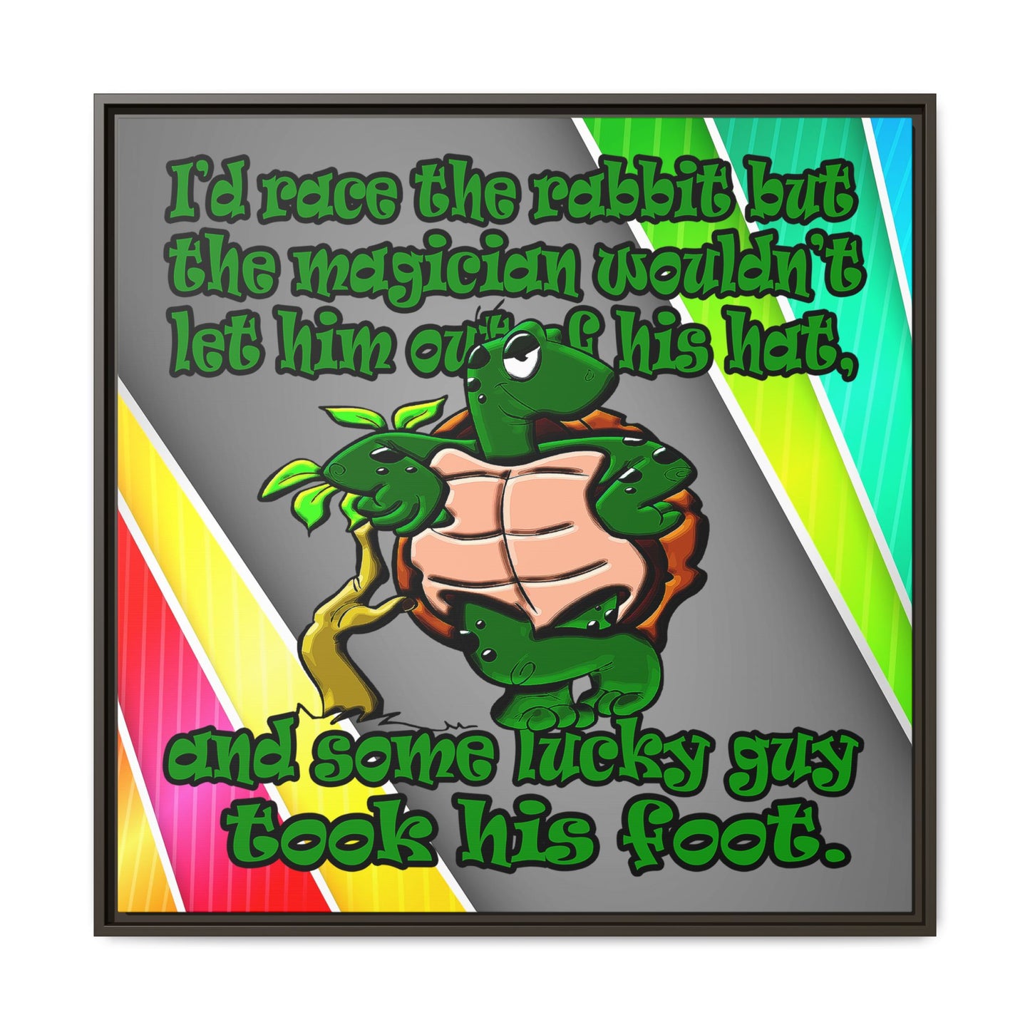 turtle race - framed canvas art (rainbow split)
