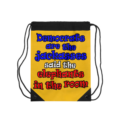 donkeys and elephants - Drawstring Bag (yellow)